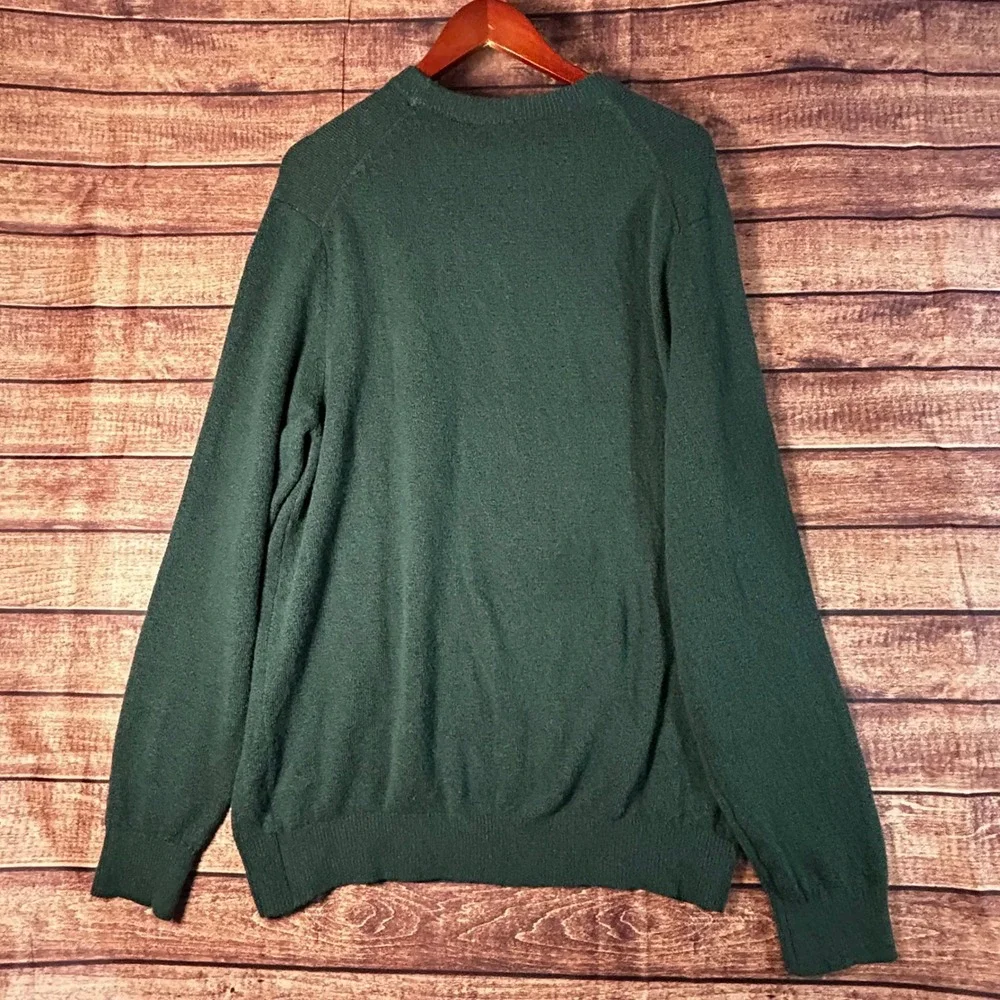 IZOD Mens Premium Essentials Crew Neck Striped Sweater Rain Forest Green Large